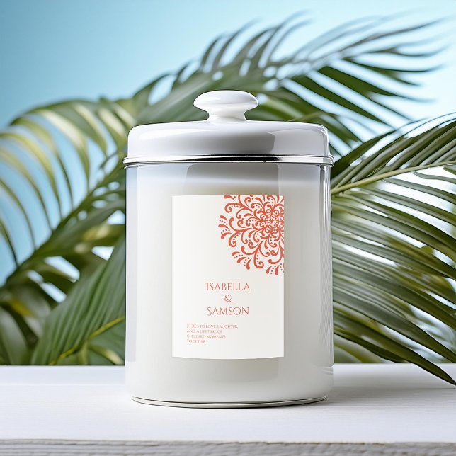 Etiqueta de velas de flor rojo Naranja caprichoso (Subido por el creador)