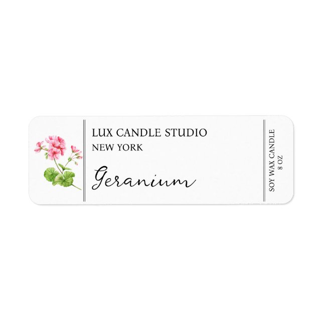 Etiqueta de velas de geranio (Frente)