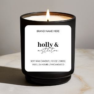 Etiqueta de velas de Navidades Holly y Mistletoe  