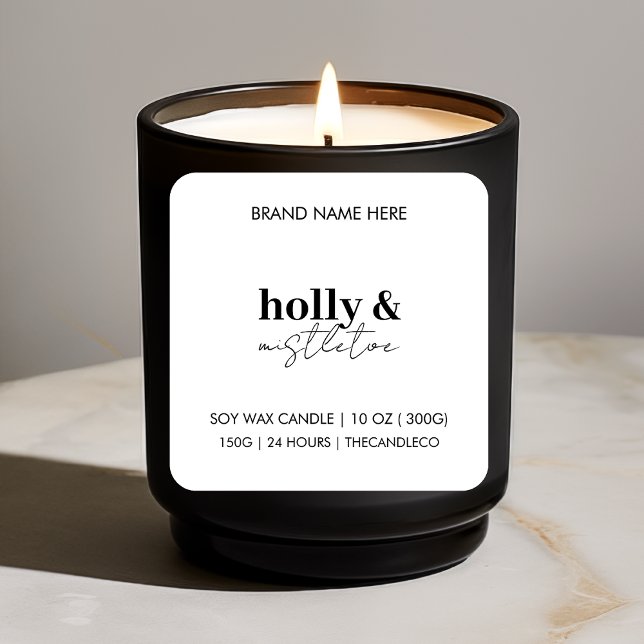 Etiqueta de velas de Navidades Holly y Mistletoe | (Subido por el creador)