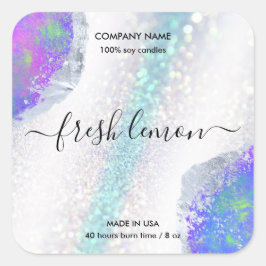 Etiqueta de velas moderna opo iridiscente mínimo