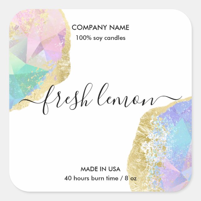 Etiqueta de velas moderna opo iridiscente mínimo (Anverso)