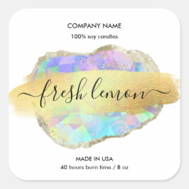 Etiqueta de velas moderna opo iridiscente mínimo