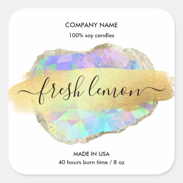 Etiqueta de velas moderna opo iridiscente mínimo (Anverso)