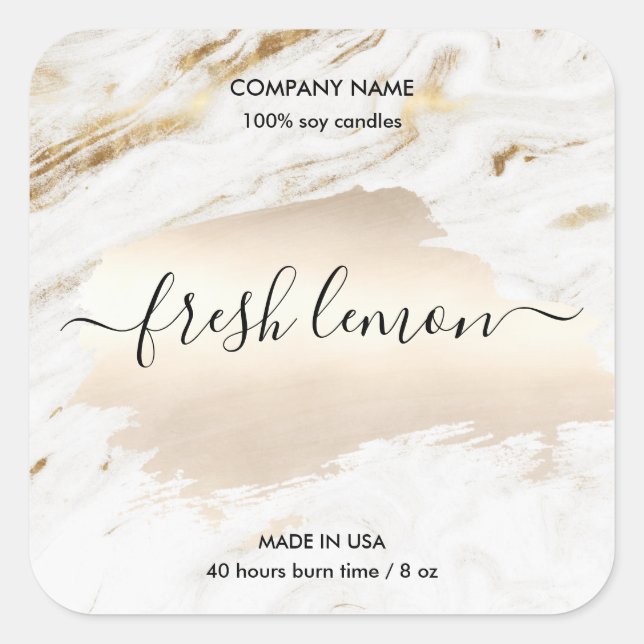 Etiqueta de velas moderna tarro dorado de mármol b (Anverso)