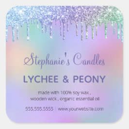 Etiqueta de velas personalizada | Purpurina azul d