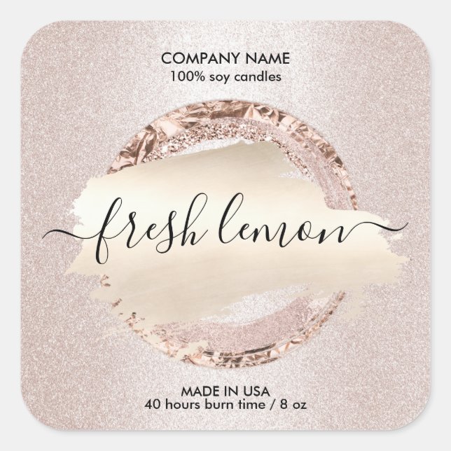 Etiqueta de velas purpurina rosa moderno (Anverso)