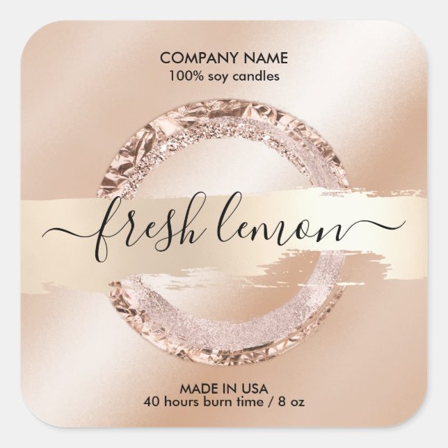 Etiqueta de velas purpurina rosa moderno (Anverso)