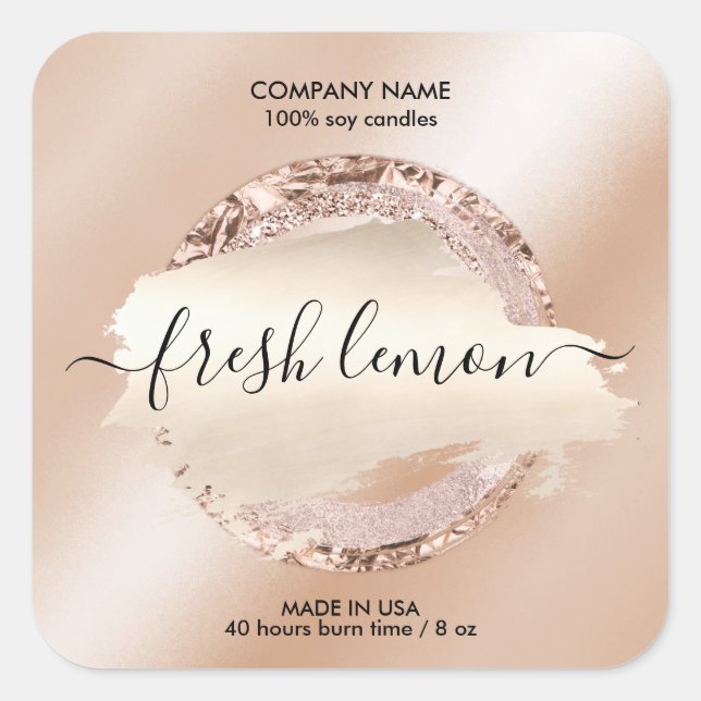 Etiqueta de velas purpurina rosa moderno (Anverso)