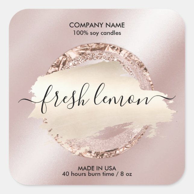 Etiqueta de velas purpurina rosa moderno (Anverso)