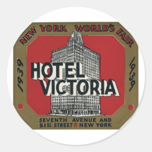 Etiqueta de viaje de la época de la feria de Nueva