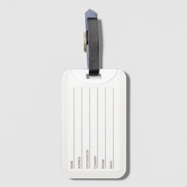 Etiqueta de viaje para el equipaje. (Reverso Vertical)