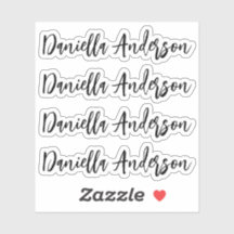 Etiqueta de vinilo con nombre de firma caligráfica