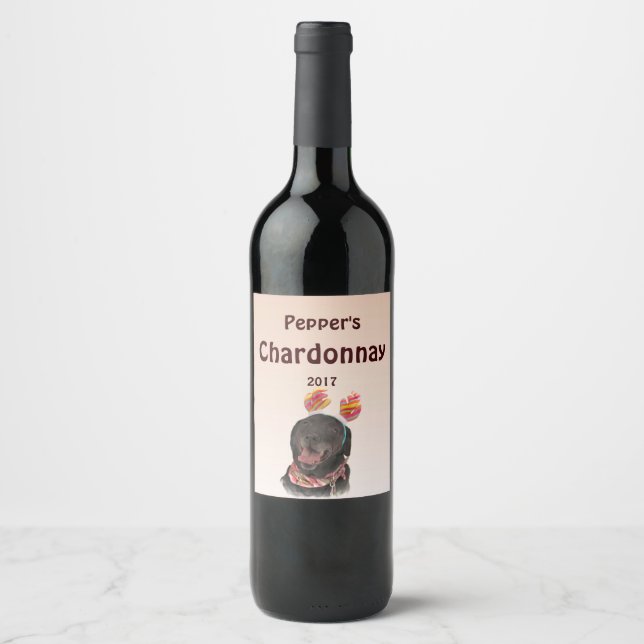 Etiqueta de vino animal para perro recuperador de  (Anverso)