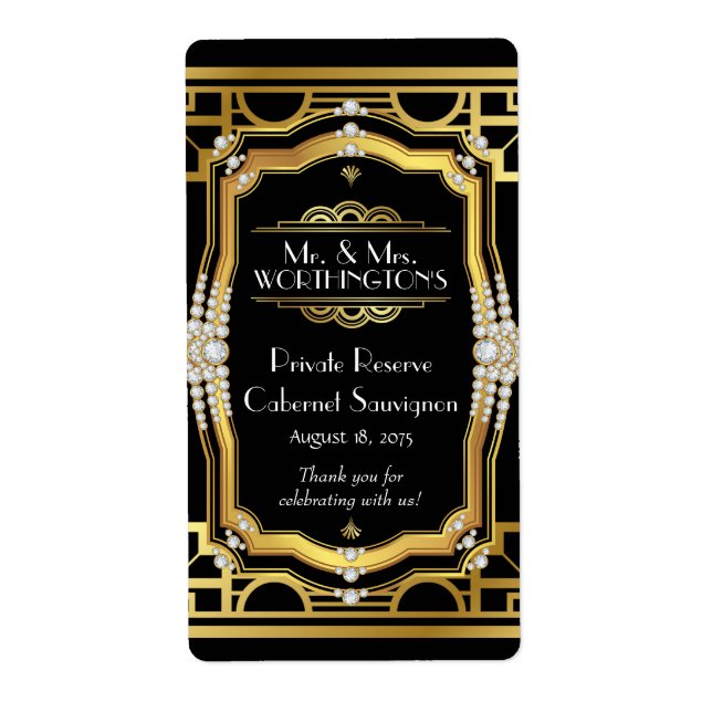 Etiqueta de vino Art Deco (Frente)