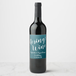 Etiqueta de vino azul teal elegante