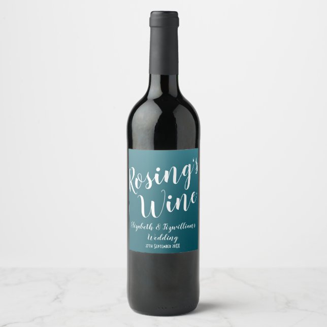 Etiqueta de vino azul teal elegante (Anverso)