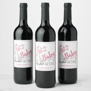 Etiqueta de vino Baby Shower Elephant Hearts