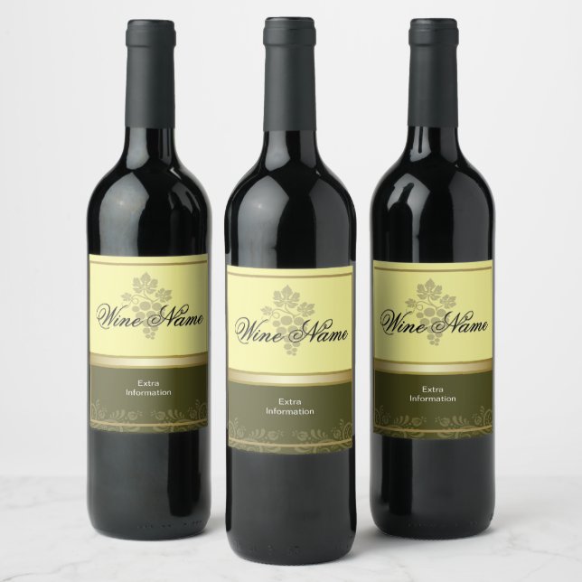 Etiqueta de vino blanco con uvas (Botellas)