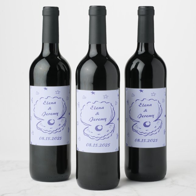 Etiqueta de vino Boda caprichoso de mano dibujada  (Botellas)
