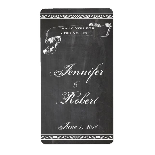 Etiqueta de vino Boda de Chalkboard Posh (Frente)