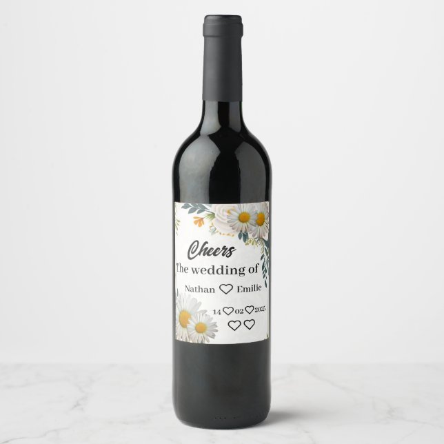Etiqueta de vino Boda de flores (Anverso)