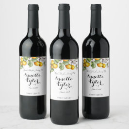 Etiqueta de vino Boda de frutas y acuarela floral