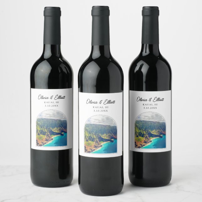 Etiqueta de vino Boda de Kauai (Botellas)