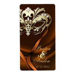 Etiqueta de vino Boda de mascarada dorada Naranja