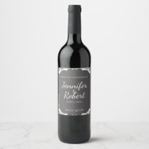 Etiqueta de vino Boda de pizarra blanca vintage