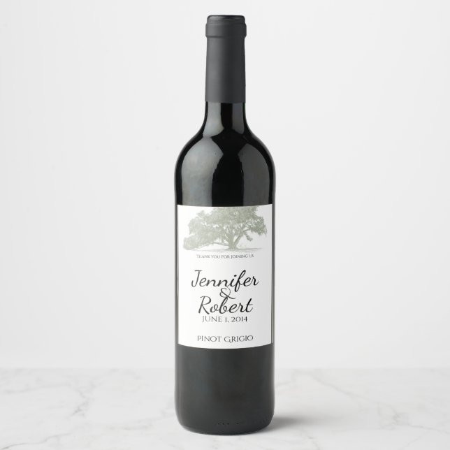 Etiqueta de vino Boda de plantación de roble (Anverso)