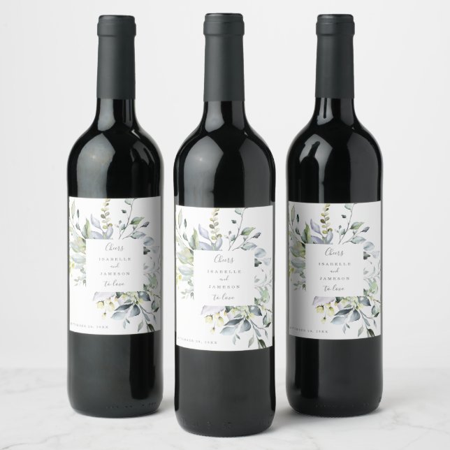 Etiqueta de vino Boda Dusty Blue Florals (Botellas)