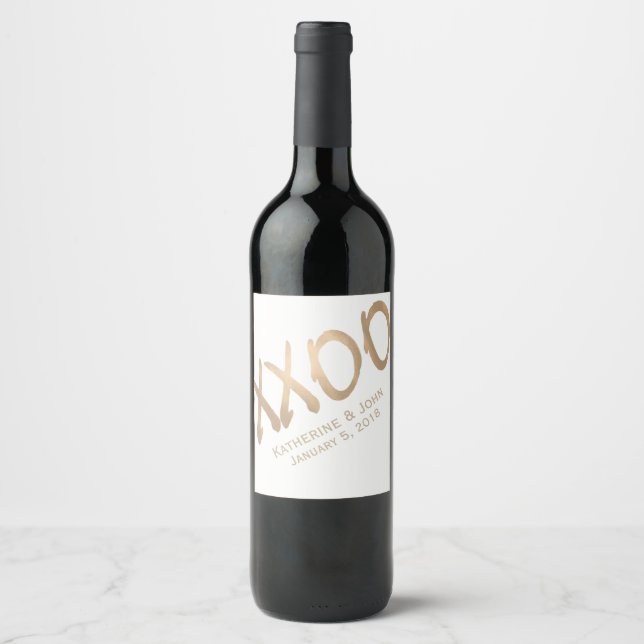Etiqueta de vino Boda Gold XXOO (Anverso)