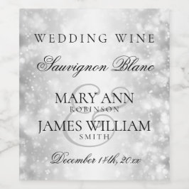 Etiqueta de vino boda Luces de verano plateado