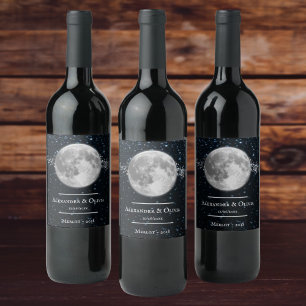 Etiqueta de vino Boda lunar