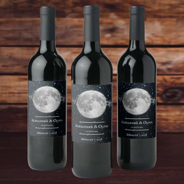 Etiqueta de vino Boda lunar (Lunar Wedding  Wine Label)