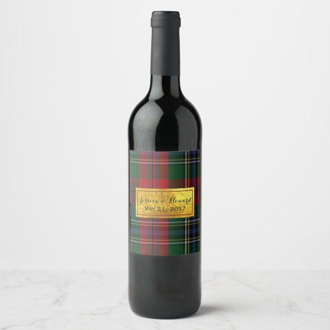Etiqueta de vino Boda McLean Tartan (Anverso)