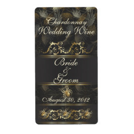 Etiqueta de vino Boda Ornate Golden Spiders
