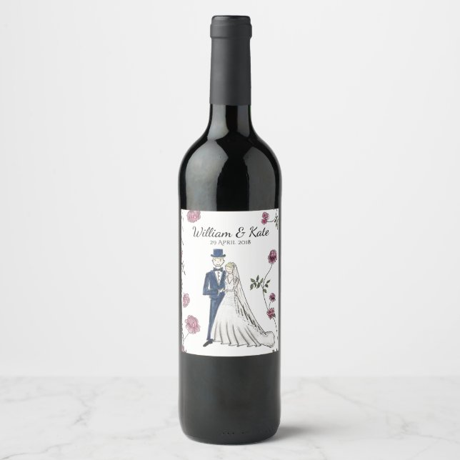 Etiqueta de vino Boda personalizada (Anverso)
