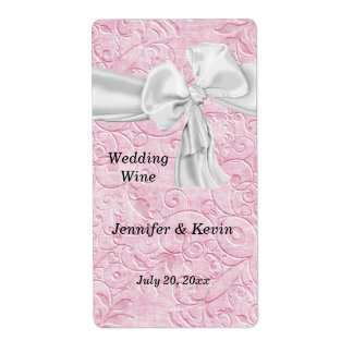 Etiqueta de vino Boda rosa y blanco bonito