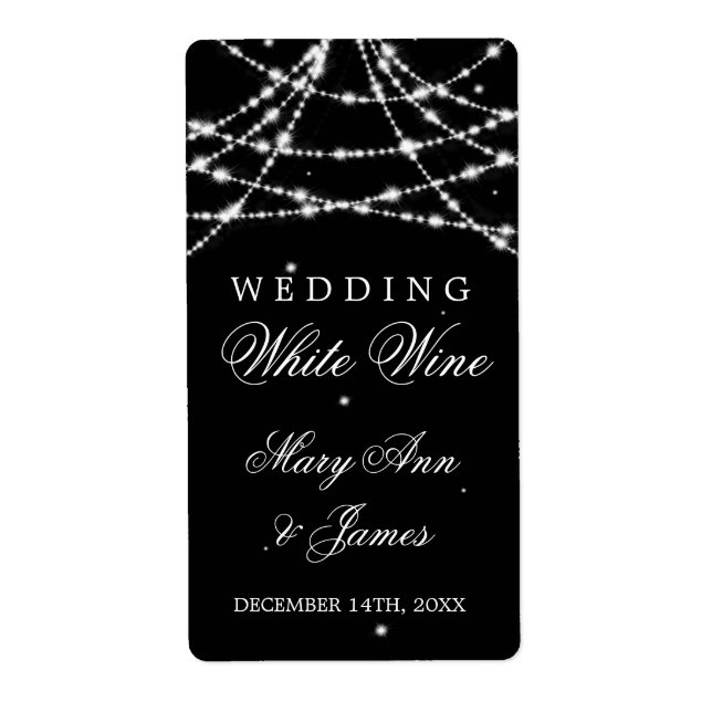 Etiqueta de vino boda Sparkling String Black (Frente)