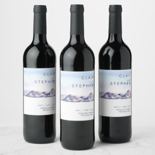 Etiqueta de vino Boda Winter Mountain Sunset