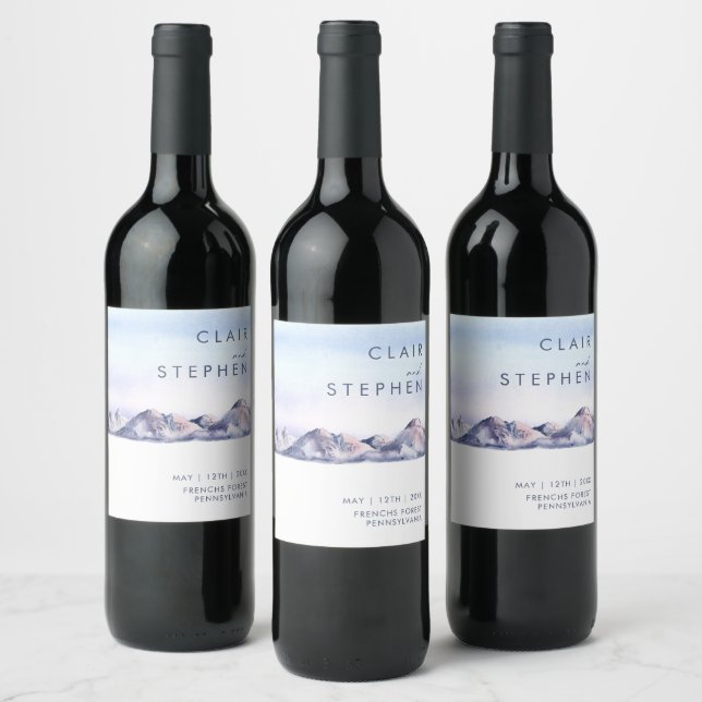 Etiqueta de vino Boda Winter Mountain Sunset (Botellas)