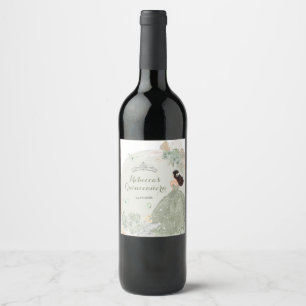 Etiqueta de vino Boho Sage Green Floral Quinceañer