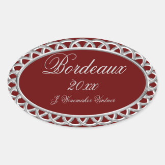 Etiqueta de vino casero de borgoña y plata