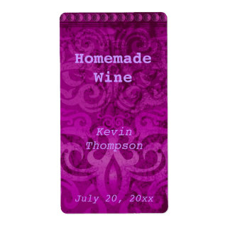Etiqueta de vino casero púrpura de moda