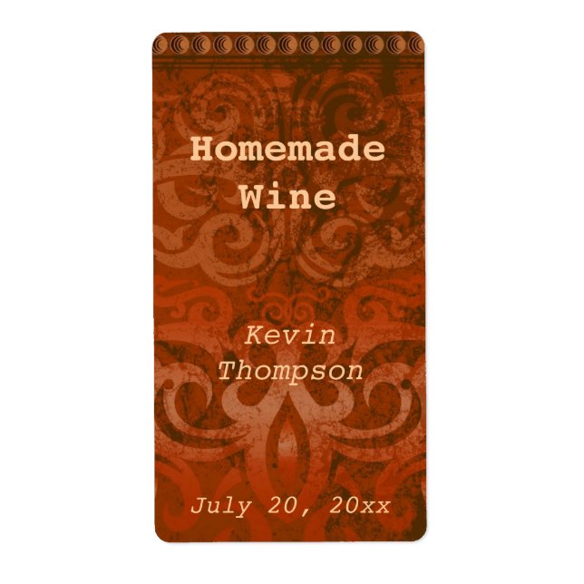 Etiqueta de vino casero "Rust" de moda (Frente)