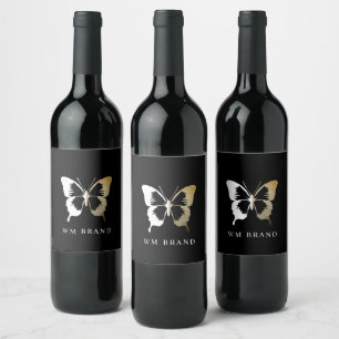 Etiqueta de vino con el logotipo de mariposa blanc