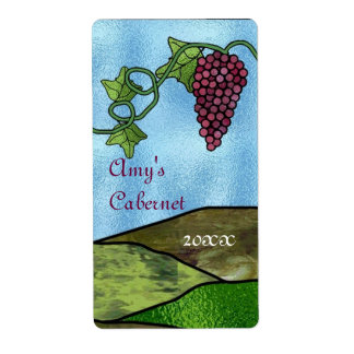 Etiqueta de vino con estilo de vidrio manchado