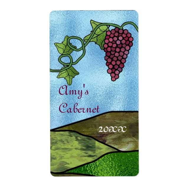 Etiqueta de vino con estilo de vidrio manchado (Frente)